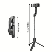 Treppiede selfie stick pieghevole, estensibile da 20cm a 86cm, supporto per smartphone, portatile, leggero, ideale per foto e video.