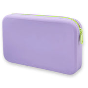 Custodia rigida viola per Nintendo Switch, con cerniera verde. Accessorio protettivo per console portatile, design elegante e resistente.