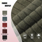 Tessuto a righe grigio scuro, morbido e confortevole, disponibile in vari colori: verde, blu, rosso, marrone caffè, nero. Ideale per abbigliamento.