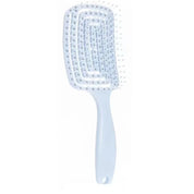 Spazzola per capelli bianca con setole flessibili, design ventilato per asciugatura rapida, manico ergonomico. Ideale per districare e styling.