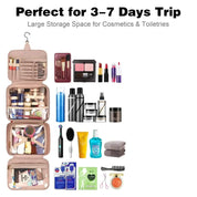 Organizer da viaggio per cosmetici e articoli da toeletta, ideale per viaggi di 3-7 giorni. Ampio spazio di archiviazione, design appeso, tasche multiple.