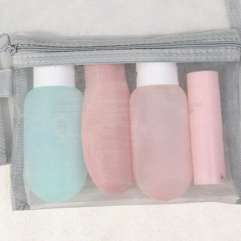 Keily | Set di borse da toilette per trucco cosmetico in rete di nylon da 3 pezzi