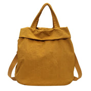 Borsa a tracolla in tessuto giallo senape, design moderno, manici doppi, ideale per shopping e uso quotidiano. Accessorio moda versatile.