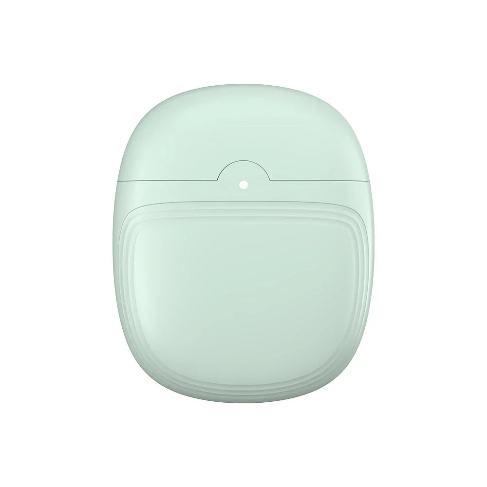 Custodia per auricolari wireless verde menta, design compatto e moderno, compatibile con vari modelli, ideale per protezione e ricarica portatile.
