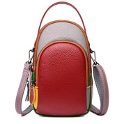 Borsa a tracolla in pelle multicolore, design compatto, chiusura con zip, manico superiore, ideale per moda donna, accessorio elegante e versatile.