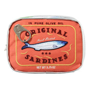 Scatola di sardine in olio d'oliva, design vintage, etichetta rossa con pesce blu, scritta "Original Sardines", 3.75 oz.