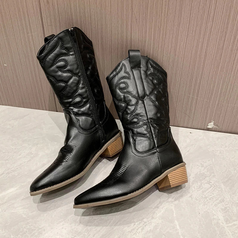 Stivali da cowboy con cerniera da donna | Lunghezza al polpaccio 1