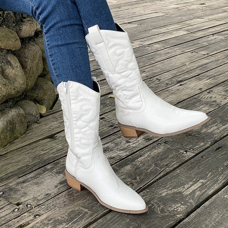 Stivali da cowboy con cerniera da donna | Lunghezza al polpaccio 9
