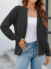 Stylish BRITANY Zip-Up Cardigan for Effortless Elegance - Lizabella Fashion