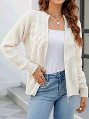 Stylish BRITANY Zip-Up Cardigan for Effortless Elegance - Lizabella Fashion