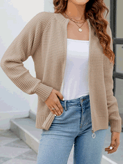 Stylish BRITANY Zip-Up Cardigan for Effortless Elegance - Lizabella Fashion