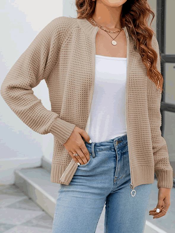Stylish BRITANY Zip-Up Cardigan for Effortless Elegance - Lizabella Fashion