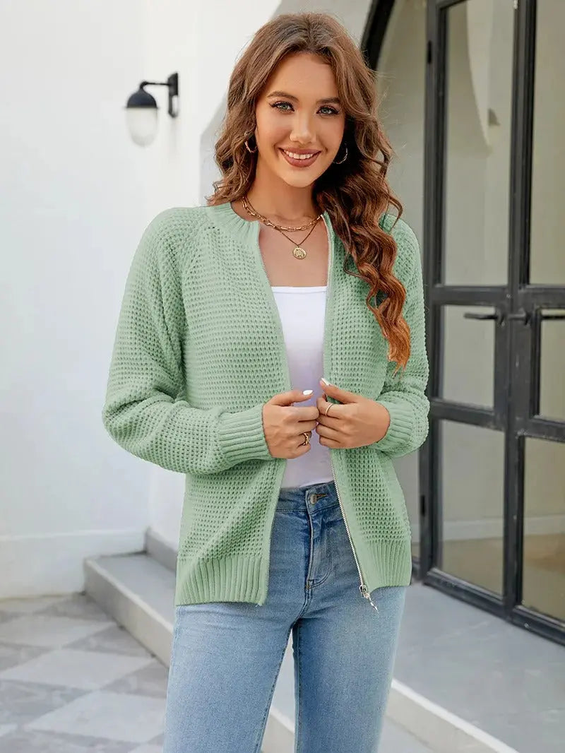 Stylish BRITANY Zip-Up Cardigan for Effortless Elegance - Lizabella Fashion