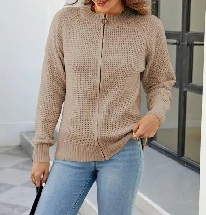 Stylish BRITANY Zip-Up Cardigan for Effortless Elegance - Lizabella Fashion