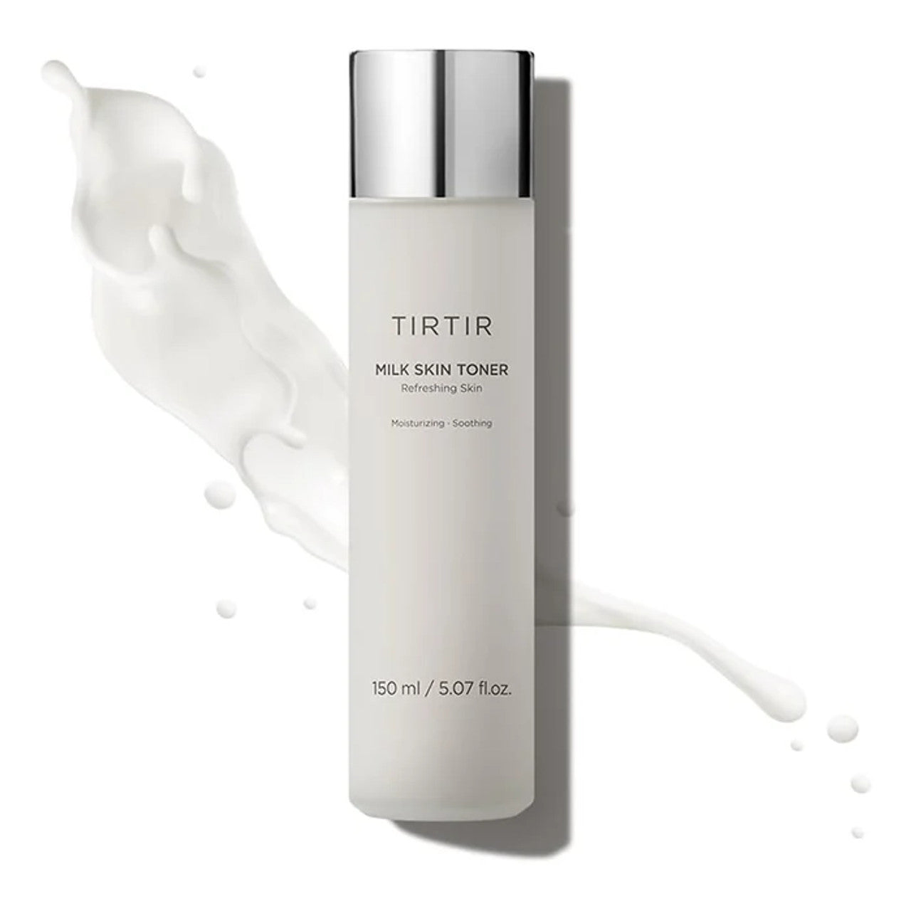 Tonico viso TIRTIR Milk Skin, 150 ml, idratante e lenitivo, flacone elegante con tappo argentato, skincare coreana, pelle fresca e luminosa.