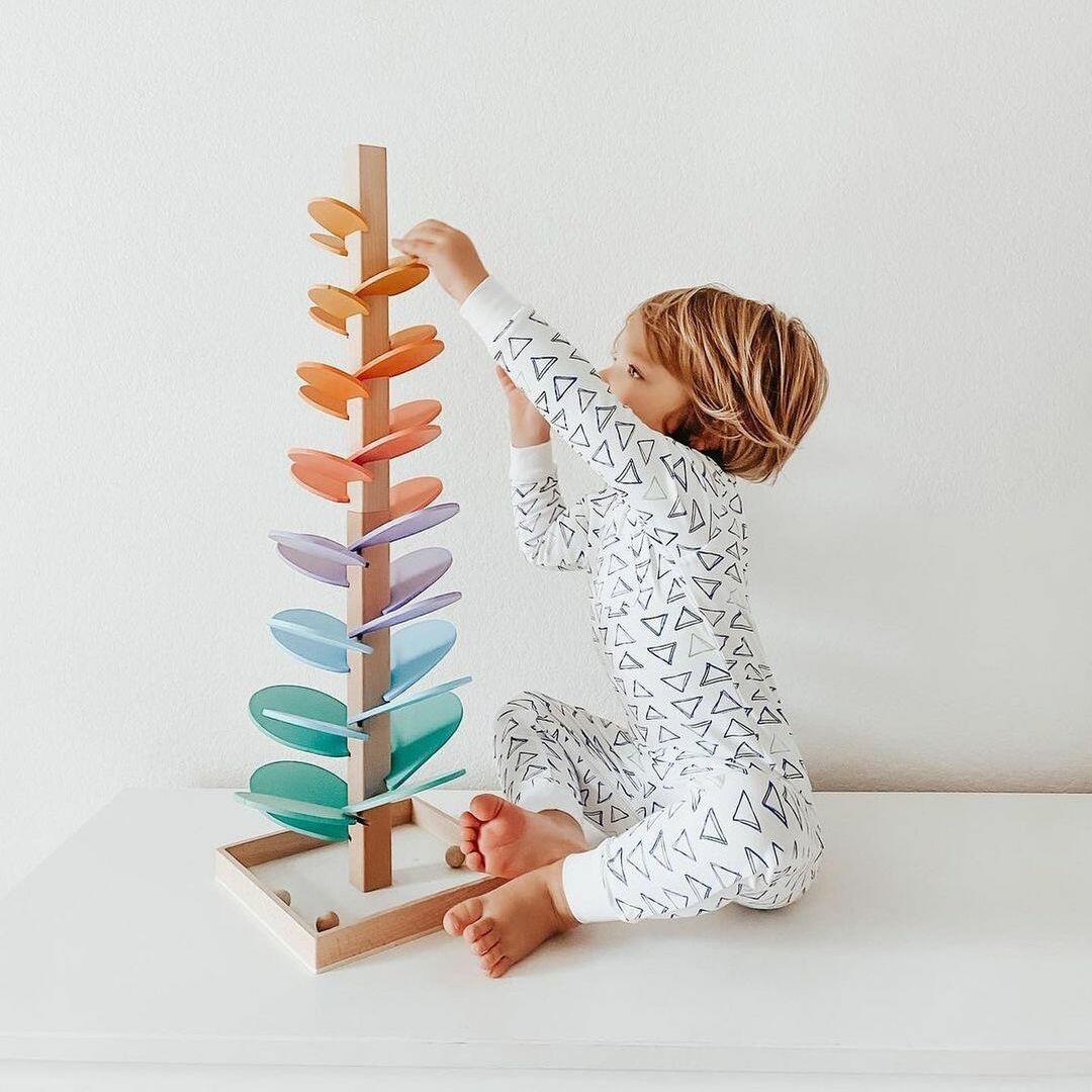 Torre di biglie arcobaleno – Giocattolo creativo in legno – Promuove colori e suoni per bambini dai 3 anni in su 0