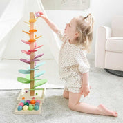 Torre di biglie arcobaleno – Giocattolo creativo in legno – Promuove colori e suoni per bambini dai 3 anni in su 2