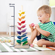 Torre di biglie arcobaleno – Giocattolo creativo in legno – Promuove colori e suoni per bambini dai 3 anni in su 7