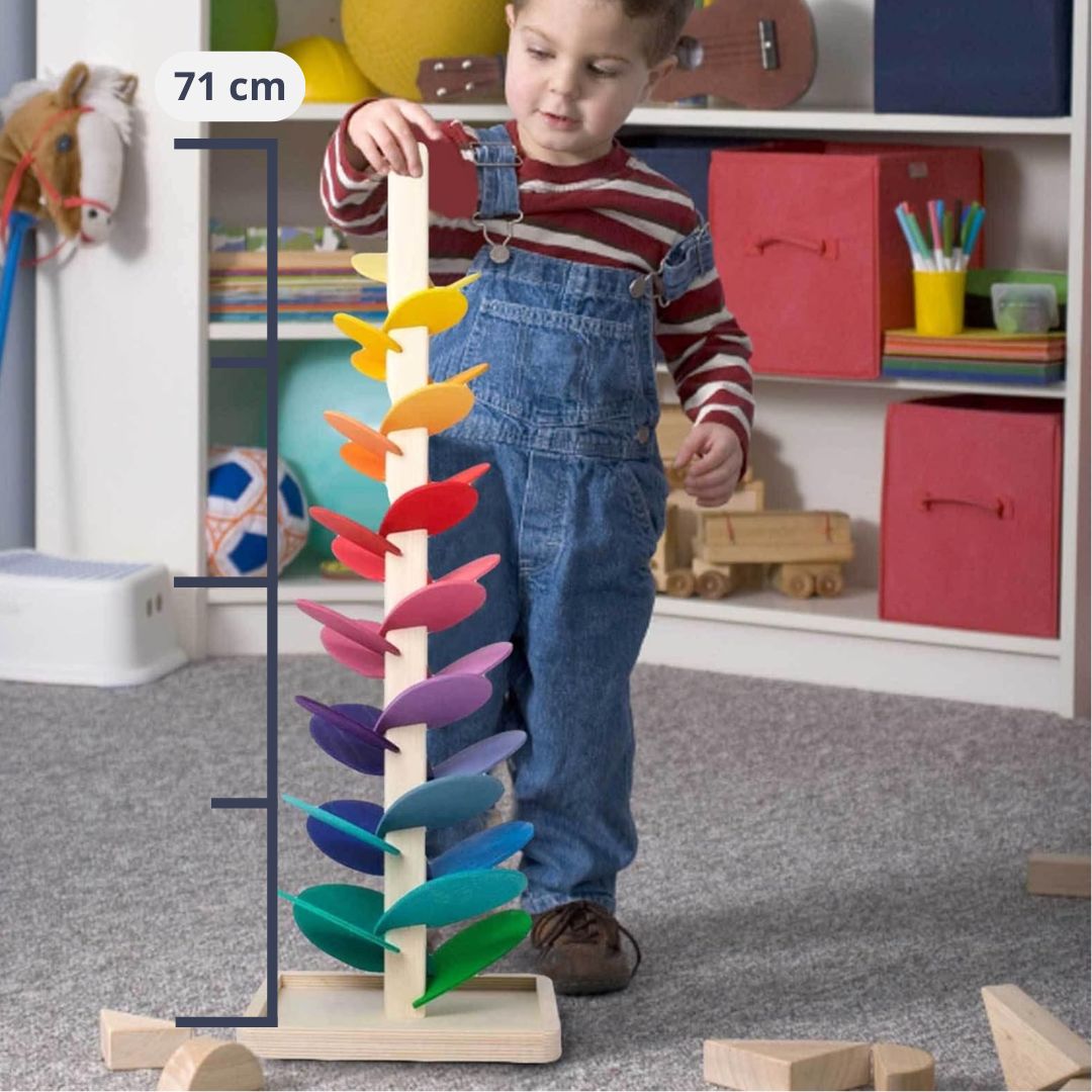 Torre di biglie arcobaleno – Giocattolo creativo in legno – Promuove colori e suoni per bambini dai 3 anni in su 8