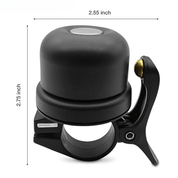 Campanello per bicicletta nero, dimensioni 2,55x2,75 pollici, design compatto e moderno, ideale per manubri standard, accessorio bici essenziale.