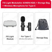 Modulo luce di riempimento AXNEN-HQ5, microfono wireless per Type-C e borsa di stoccaggio. Accessori per smartphone, illuminazione e audio portatile.