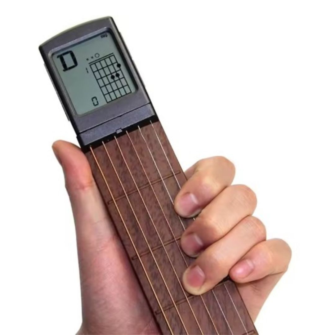 Chitarra tascabile digitale per esercitarsi con accordi, display LCD, portatile, ideale per principianti e musicisti in viaggio.