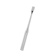 Scalpello dentale in acciaio inossidabile, strumento odontoiatrico professionale, impugnatura antiscivolo, ideale per cliniche dentali e igiene orale.