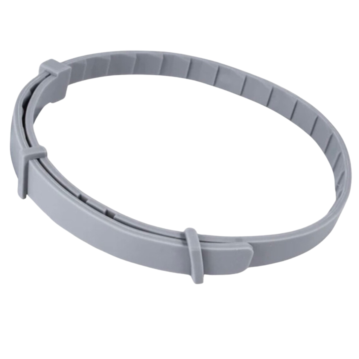 Cinturino in plastica grigia per lavastoviglie, ricambio originale, accessorio per elettrodomestici, compatibile con modelli specifici.