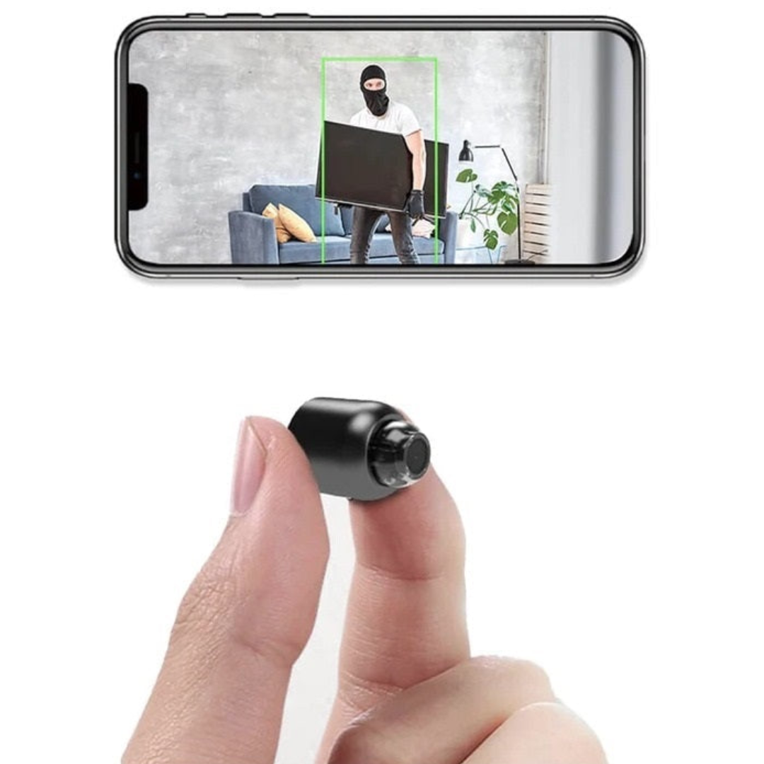 Mini telecamera di sicurezza wireless, visione su smartphone, rilevamento intrusi. Ideale per sorveglianza domestica, monitoraggio remoto.
