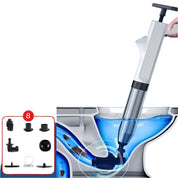 Pompa sturalavandini ad aria compressa per WC, con accessori multipli. Efficace per sturare scarichi intasati. Strumento idraulico versatile e potente.