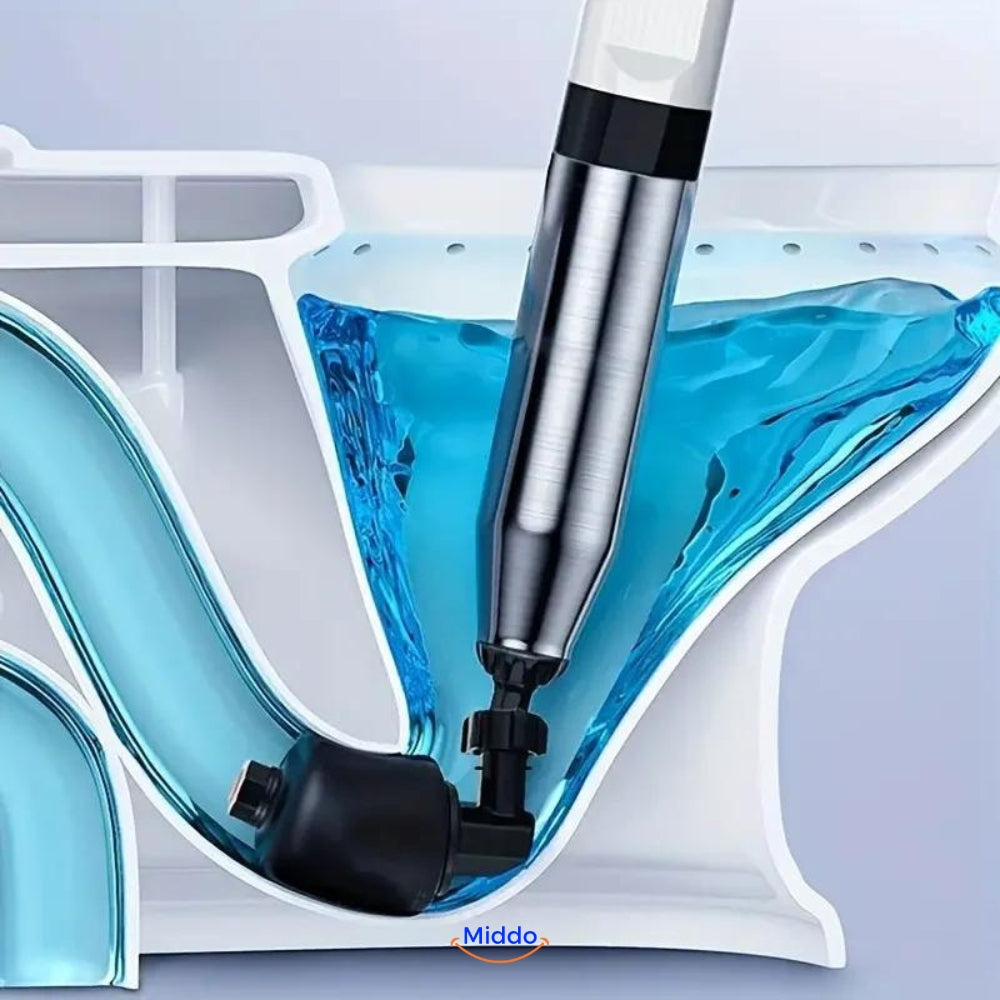 Sezione trasversale di un WC con sistema di scarico innovativo, evidenziando il flusso d'acqua blu e il design moderno del sifone.