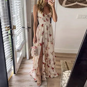 Abito Lungo Floreale con Senzazione di Eleganza e Spacco Seducente