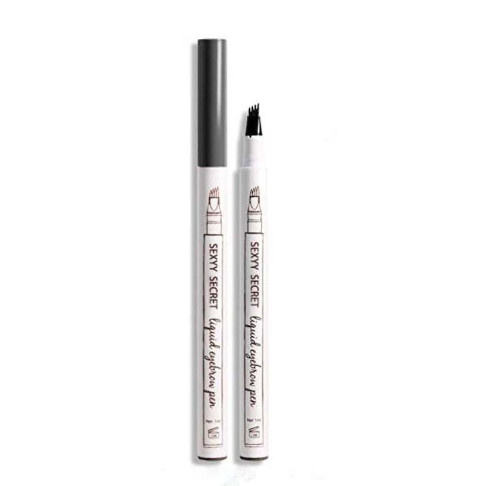 Penna per sopracciglia liquida Sexy Secret, punta a pettine, colore nero, trucco occhi, definizione sopracciglia, cosmetico di precisione.
