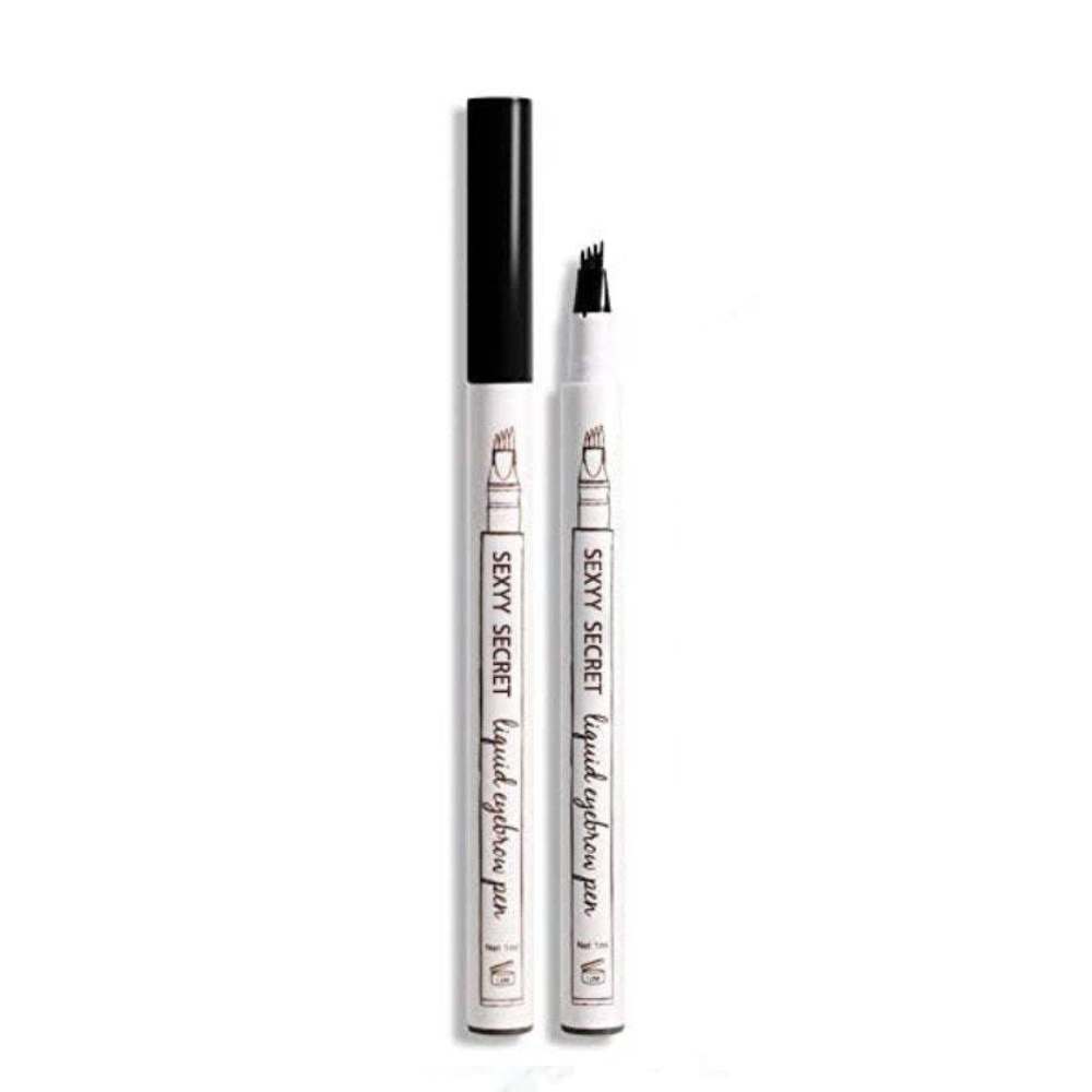 Penna per sopracciglia liquida nera Sexy Secret, punta a pettine, trucco preciso, lunga durata, ideale per definire e riempire le sopracciglia.