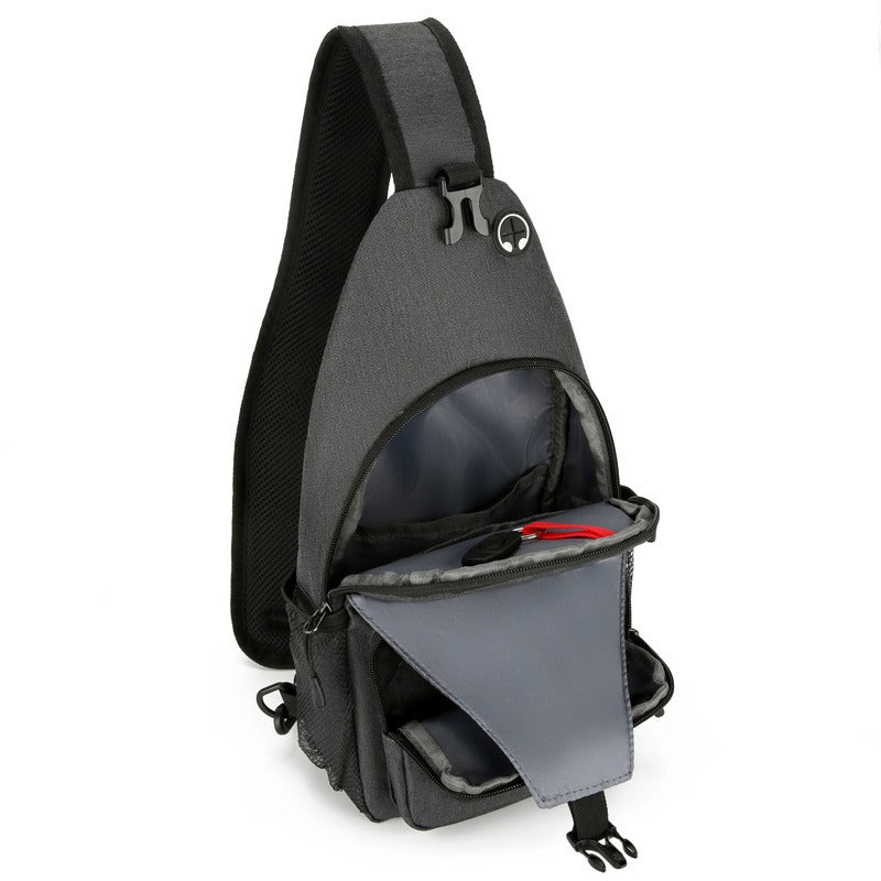 Elegante borsa a tracolla antifurto con comoda porta di ricarica integrata