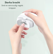 Tagliaunghie elettrico bianco, design ergonomico, facile da usare, ideale per manicure e pedicure, taglio preciso e sicuro, accessorio per la cura delle unghie.