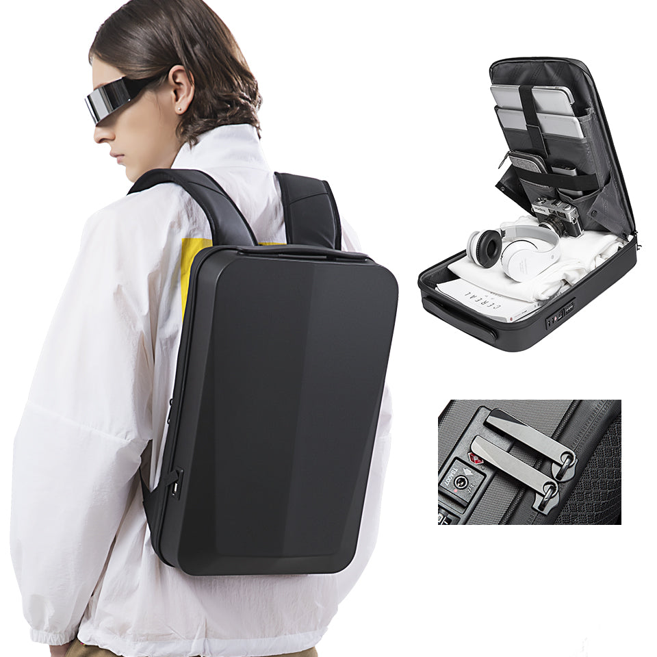 Zaino antifurto BANGE Tech con guscio rigido, lucchetto TSA e porta di ricarica USB 1