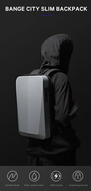 Zaino antifurto BANGE Tech con guscio rigido, lucchetto TSA e porta di ricarica USB 2