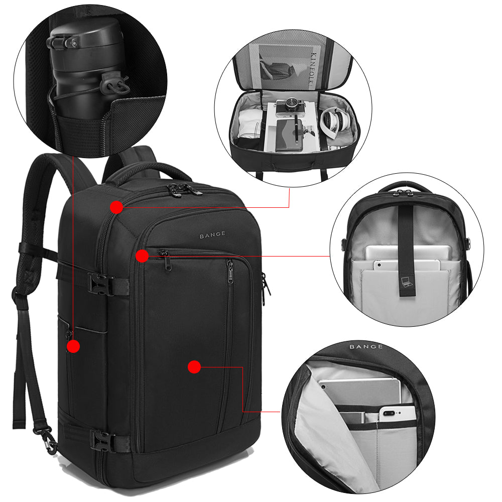 Zaino da viaggio BANGE Overnight, borsa da weekend da 40 litri con approvazione di volo FAA 4