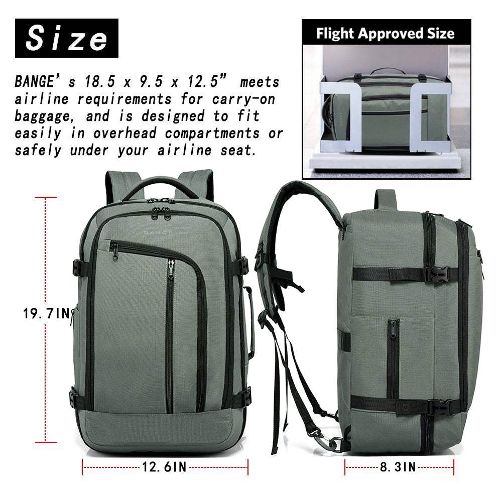 Zaino da viaggio BANGE Overnight, borsa da weekend da 40 litri con approvazione di volo FAA (zaino a 3 scomparti) 8