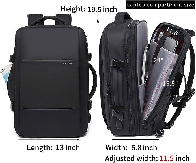 Zaino da viaggio BANGE Weekender, zaino da viaggio espandibile da 45 litri per aerei, zaino convertibile da viaggio, zaino per laptop da 17,3" resistente all'acqua per uomini e donne... 3