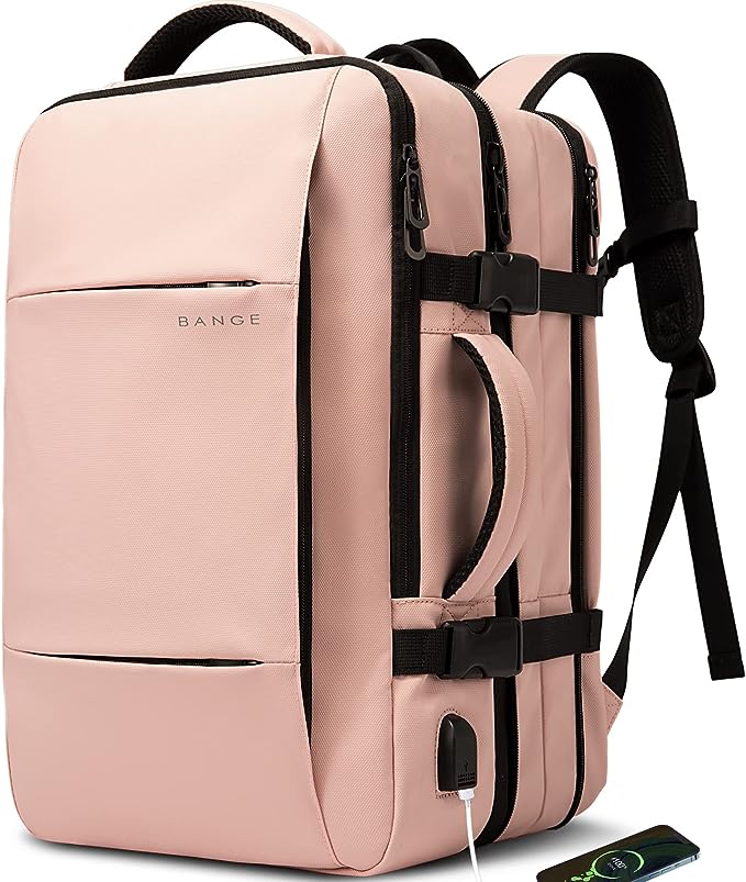 Zaino da viaggio BANGE Weekender, zaino da viaggio espandibile da 45 litri per aerei, zaino convertibile da viaggio, zaino per laptop da 17,3" resistente all'acqua per uomini e donne... 5