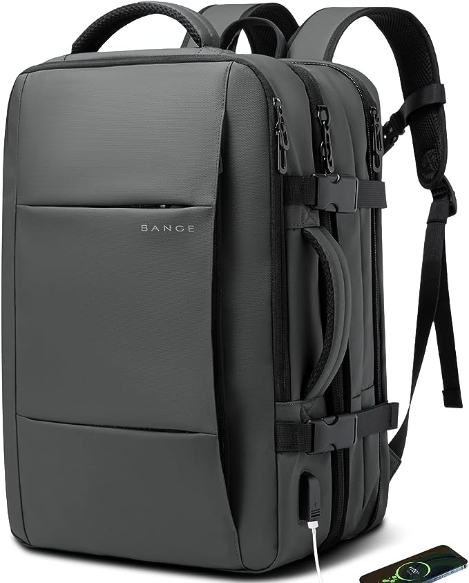 Zaino da viaggio BANGE Weekender, zaino da viaggio espandibile da 45 litri per aerei, zaino convertibile da viaggio, zaino per laptop da 17,3" resistente all'acqua per uomini e donne... 8