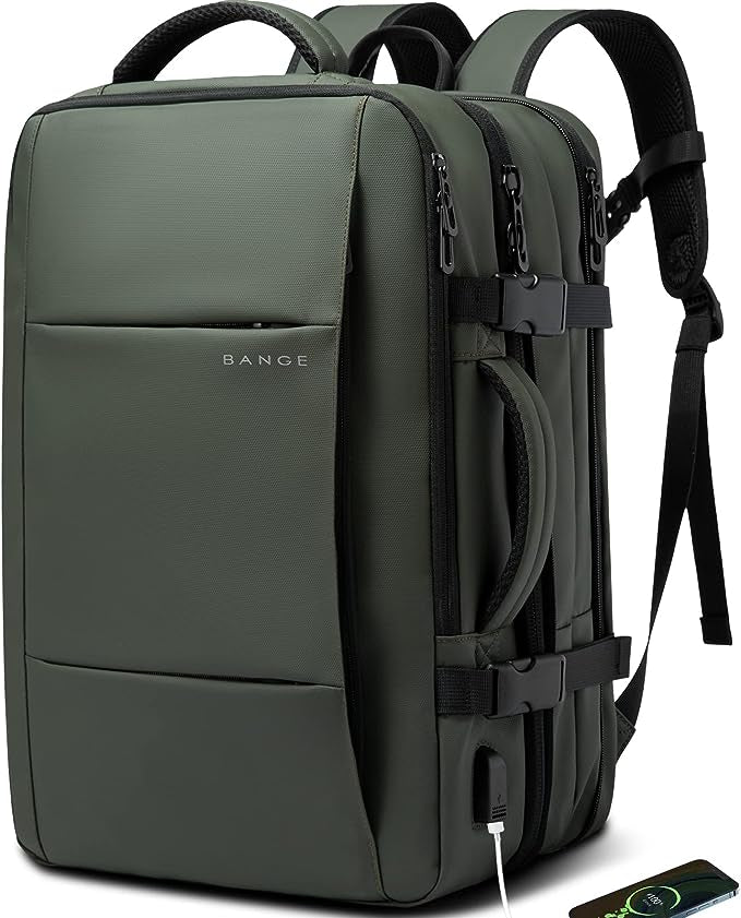 Zaino da viaggio BANGE Weekender, zaino da viaggio espandibile da 45 litri per aerei, zaino convertibile da viaggio, zaino per laptop da 17,3" resistente all'acqua per uomini e donne... 7