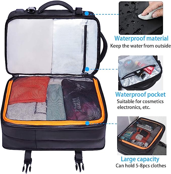 Zaino da viaggio BANGE Weekender, zaino da viaggio espandibile da 45 litri per aerei, zaino convertibile da viaggio, zaino per laptop da 17,3" resistente all'acqua per uomini e donne... 4
