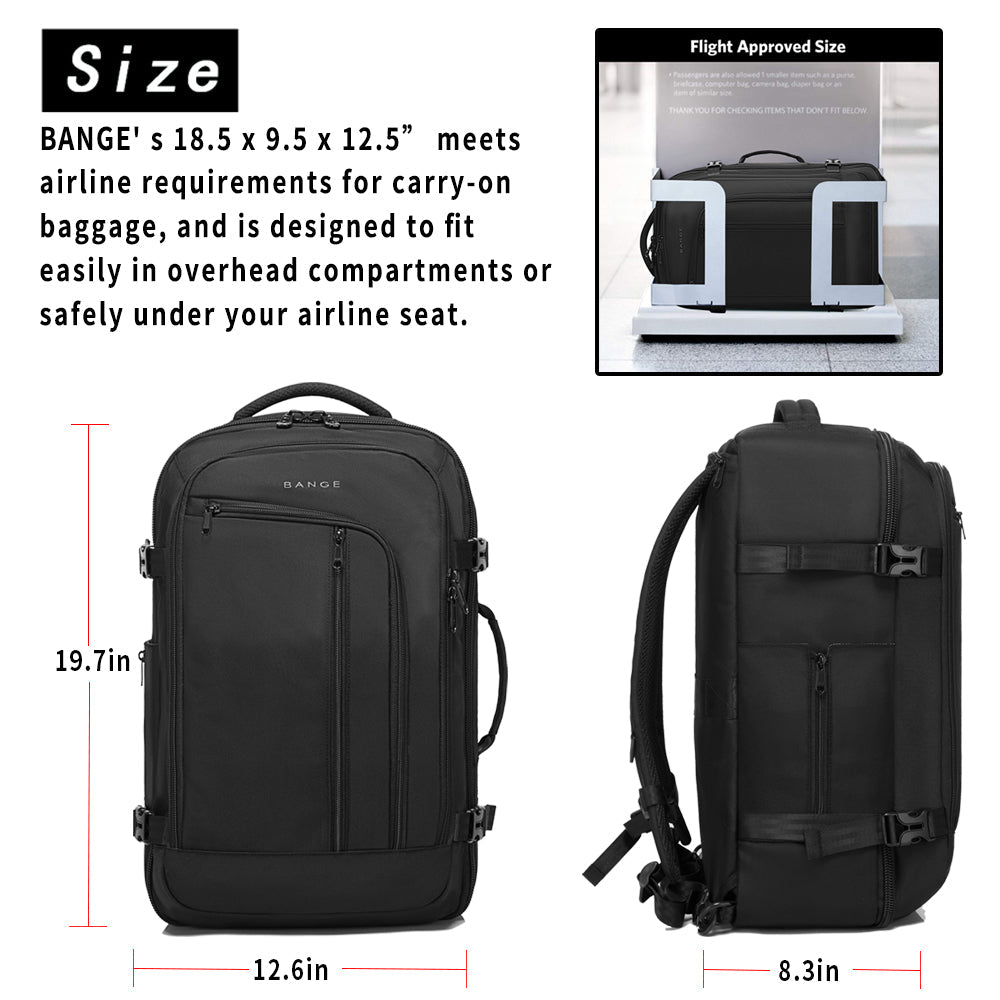 Zaino da viaggio BANGE da 40 litri per uomo, borsa da weekend approvata dalla FAA (zaino a 3 scomparti) 3