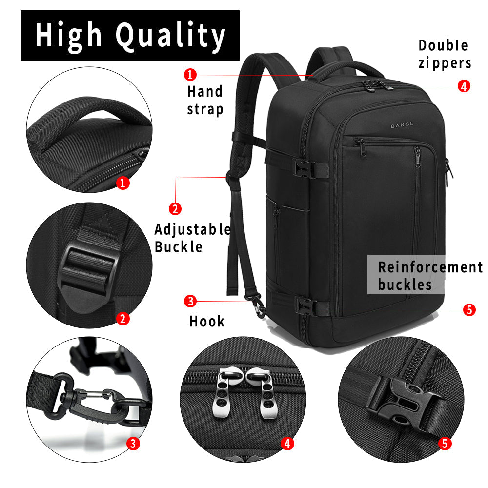 Zaino da viaggio BANGE da 40 litri per uomo, borsa da weekend approvata dalla FAA (zaino a 3 scomparti) 6