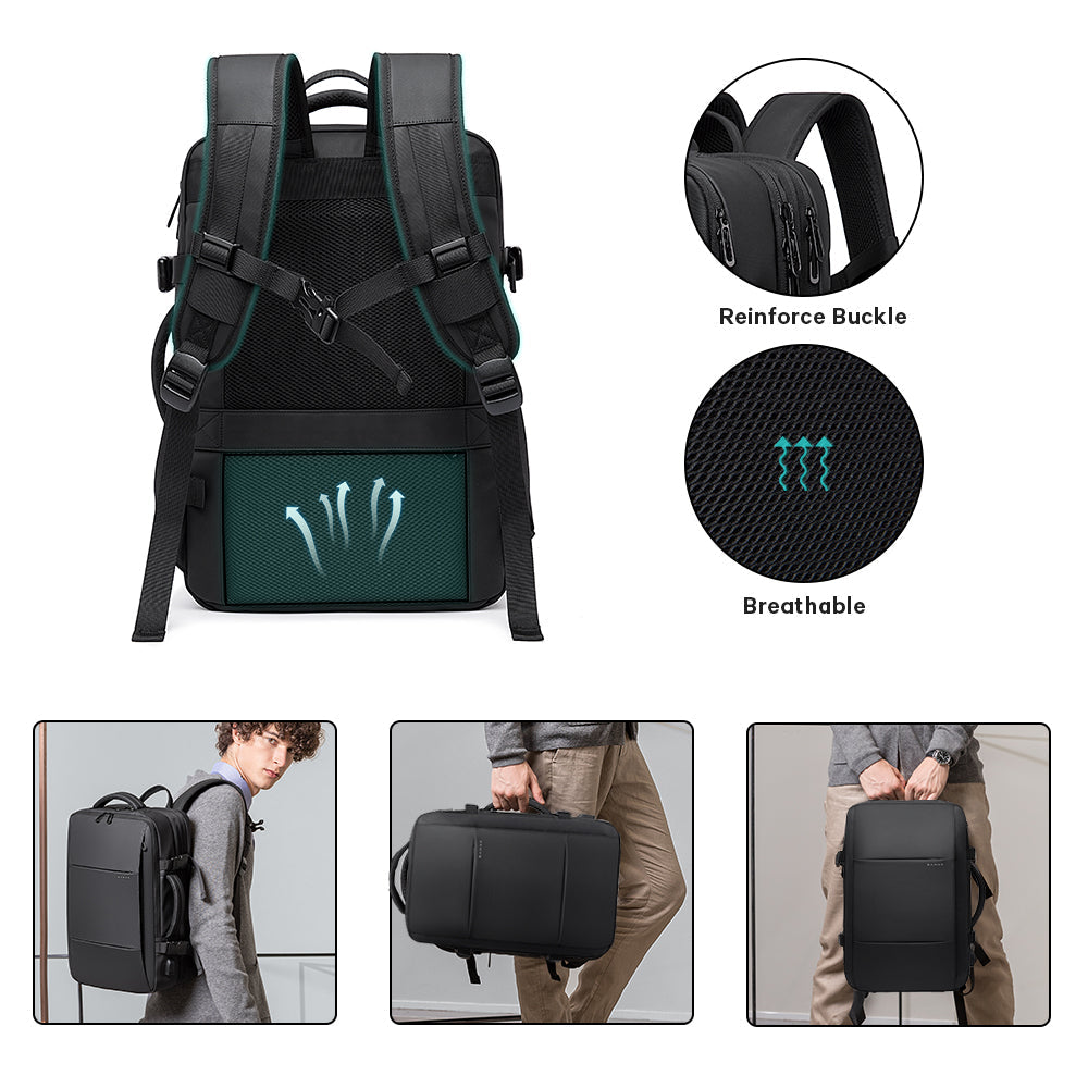 Zaino da viaggio BANGE da 45 litri, zaino da viaggio con bagaglio a mano, borsa da viaggio convertibile resistente, adatto a laptop da 17,3 pollici, per uomini e donne 5