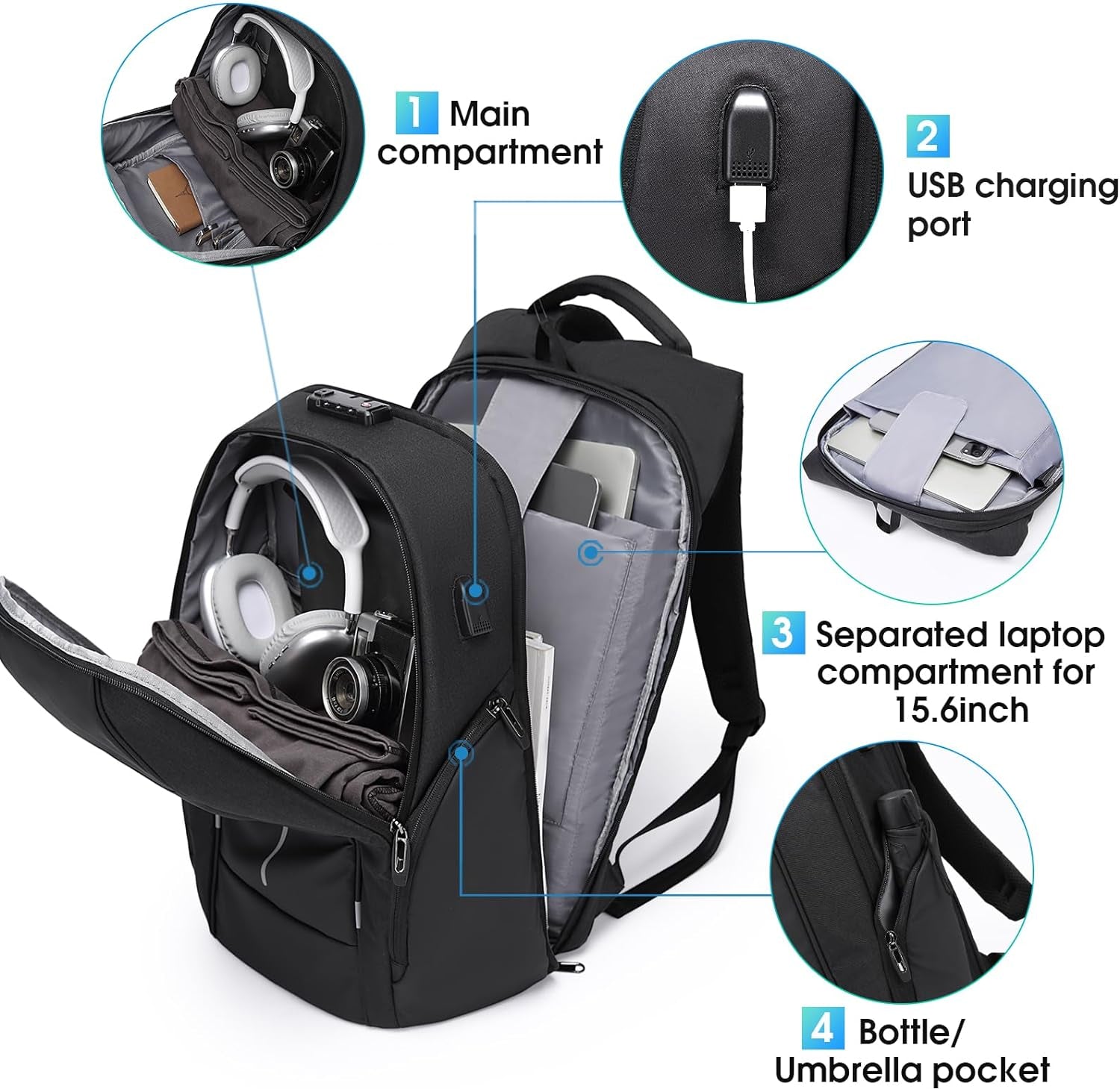 Zaino da viaggio leggero BANGE, zaino per laptop da 15,6 pollici, zaini da lavoro alla moda per l'uso quotidiano per uomini e donne 2