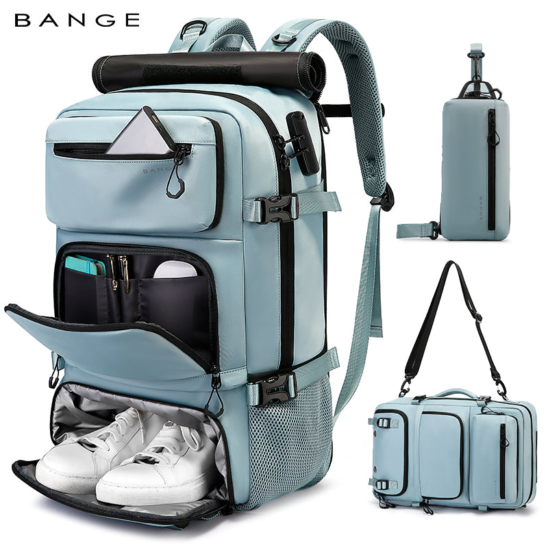 Zaino da viaggio multifunzionale BANGE con protezione antifurto rimovibile e scomparti per le scarpe 1